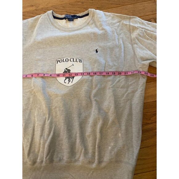 Polo By Ralph Lauren Vintage Mens Grey Polo Club Pony Graphic Crewneck Sweater L - Picture 8 of 10